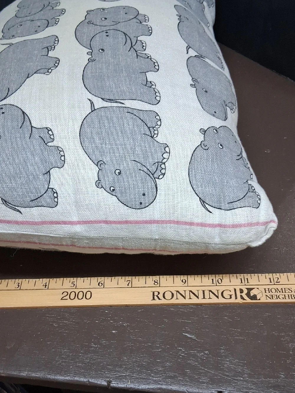 Throw‎ Pillow Featuring Cartoon Hippopotamuses.